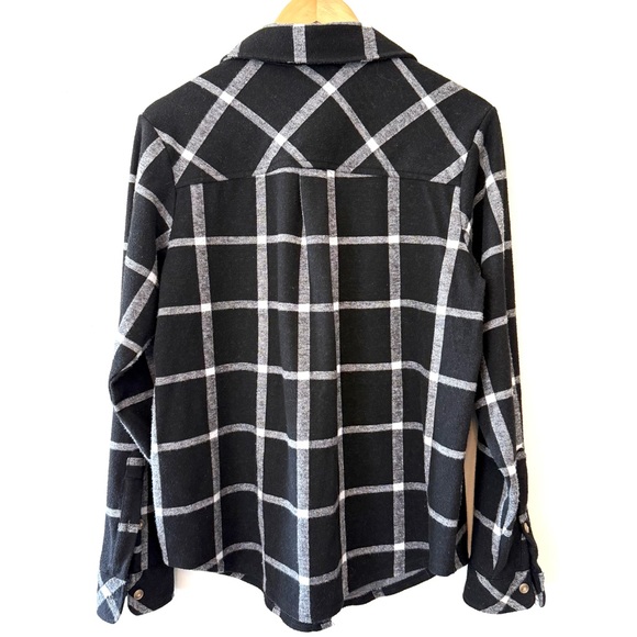 Westbound Black White Windowpane Plaid Button-up Grunge Urban Lumberjack Flannel - Picture 6 of 9